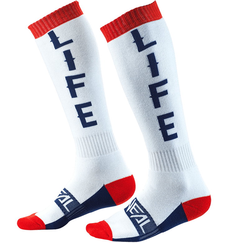 O'Neal Oneal Pro MX Moto Life White/Red/Blue Socks 3 O'Neal Oneal Pro MX Moto Life White/Red/Blue Socks