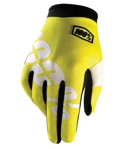 100% ITrack Neon Yellow Gloves