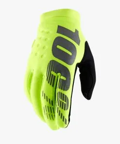 100% Brisker Fluro Yellow/Black Gloves