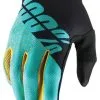 100% ITrack Black/Aqua Gloves