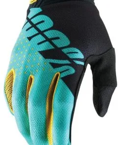 100% ITrack Black/Aqua Gloves