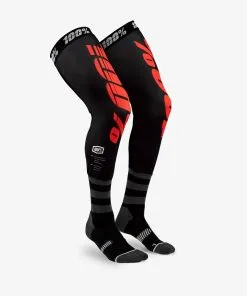 100% Rev Performance Moto Black/Red Knee Brace Socks