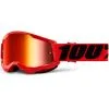 100% Strata2 Youth Goggles Red W/Mirror Red Lens