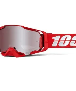 100% Armega Goggles Red W/Mirror Silver Lens